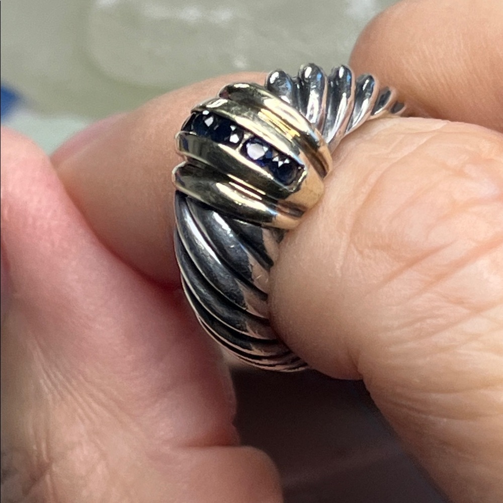 David Yurman Sapphire Cable Dome Ring - Picture 7 of 12